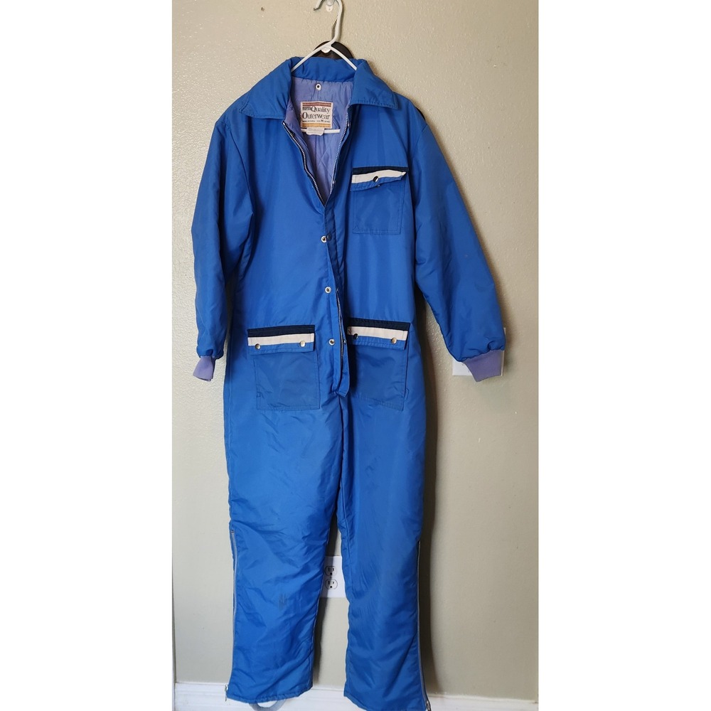 Vintage Montgomery Ward Blue Insulated Snow Suit Ski Coveralls Mens Medium 38-40